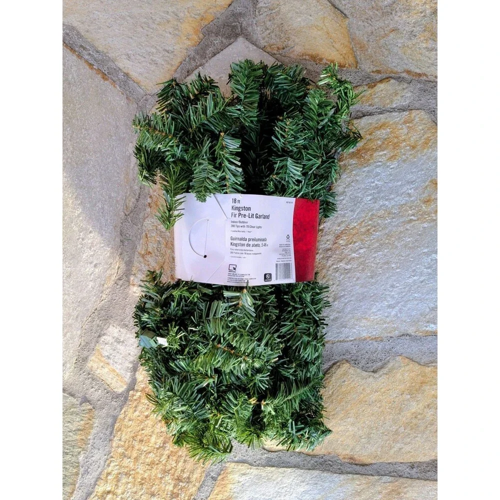 Home Holiday Accents 18ft Kingston Fir Pre-Lit Artificial Christmas Garland NIP